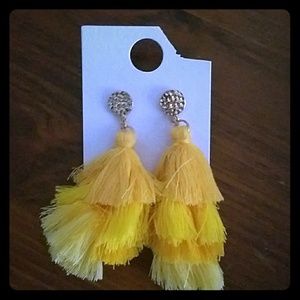 Yellow tassel earrings